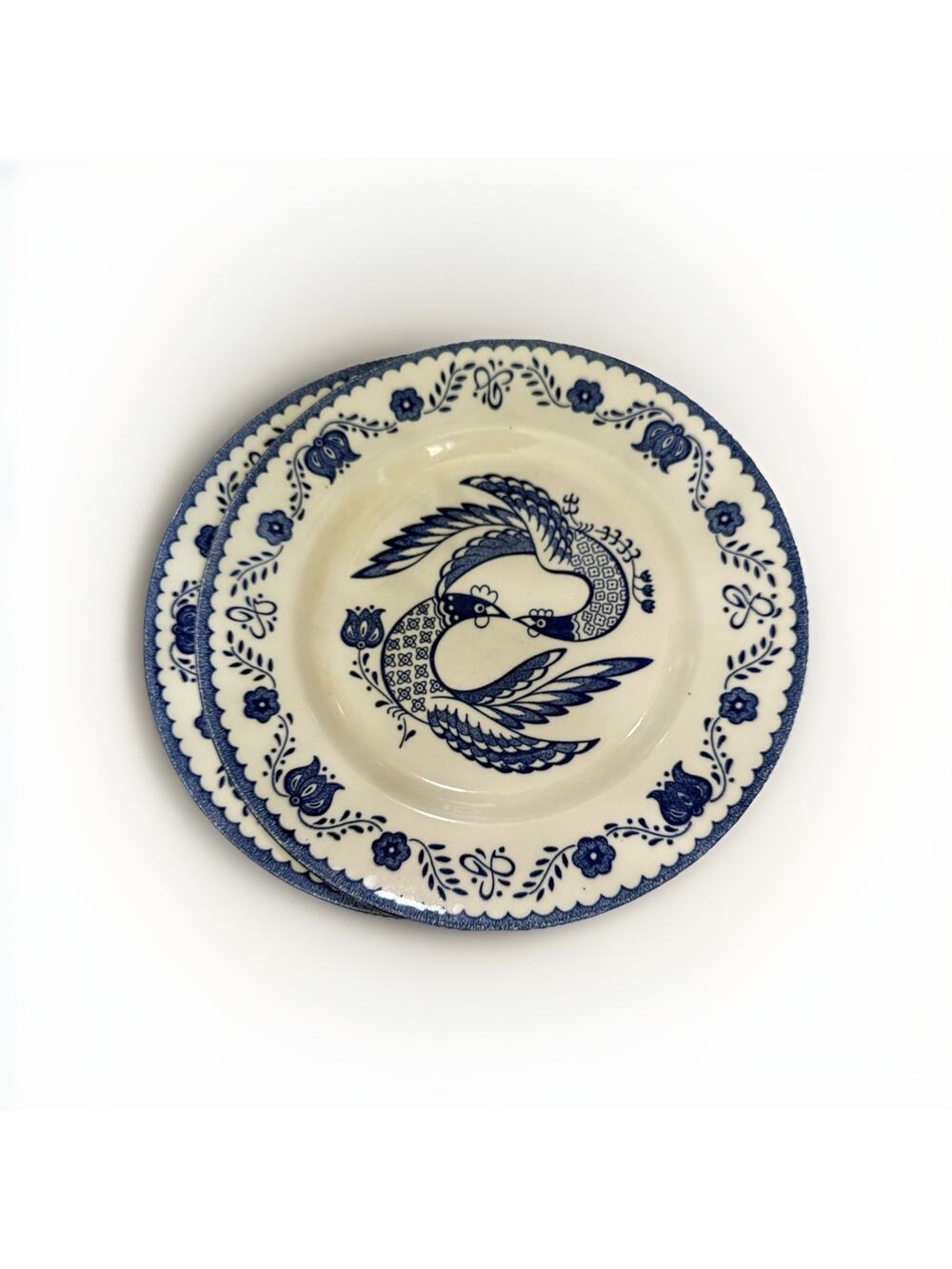 Mount Clemens Pottery Monarch LOVEBIRDS Dinner Plates Set Of Two 10” Ovenproof